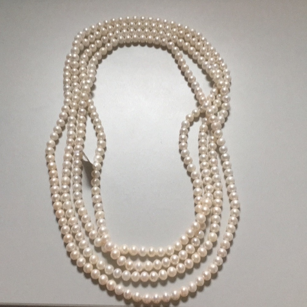 Fine pearl endless necklace, 100”
